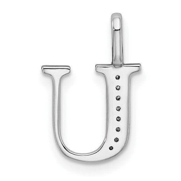 Kazi Luxury 14K White Gold Diamond Letter U Initial Pendant